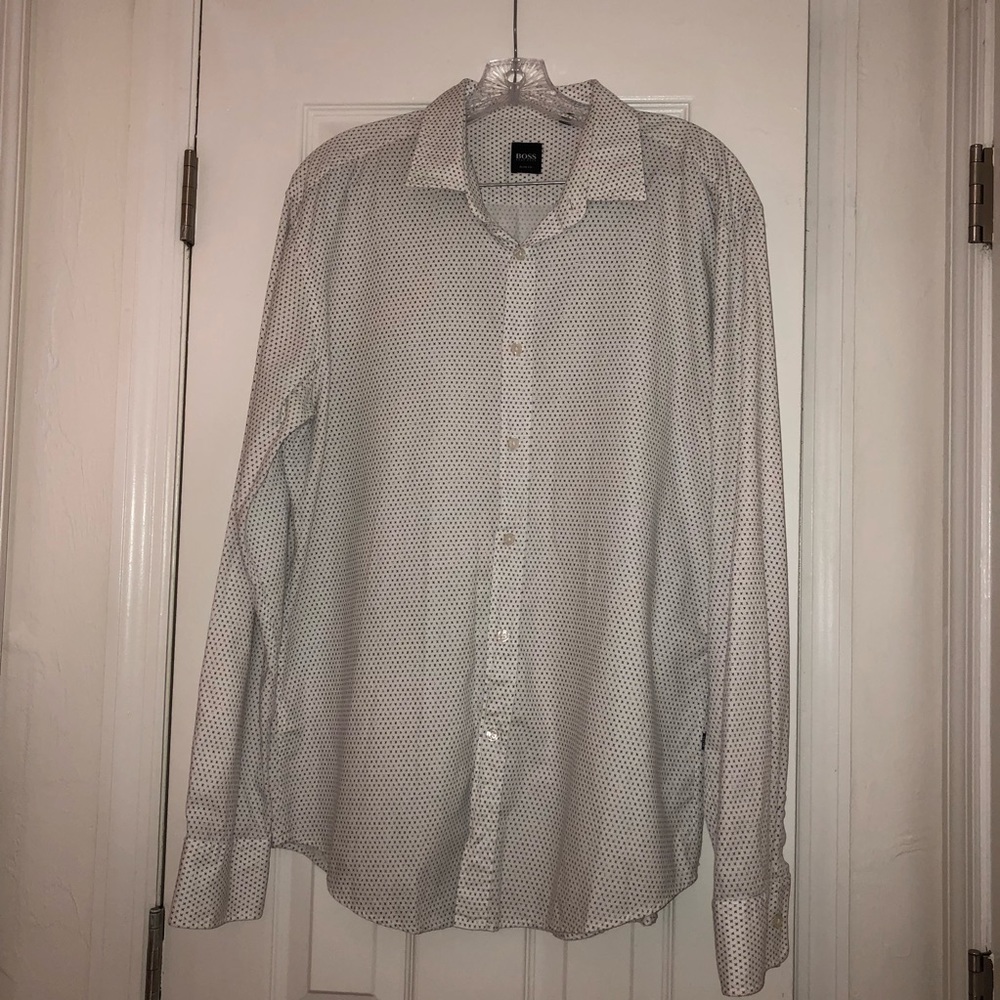 NWOT Hugo Boss Button Ronny Up White Shirt SZ XL